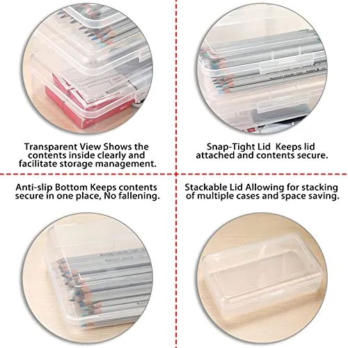 BSTKEY 5 Pack Plastik Bleistift Box Halter Bleistift Case, Home Office Utility Storage Box Cubby Bin Organizer Case für Schreibwaren, klar