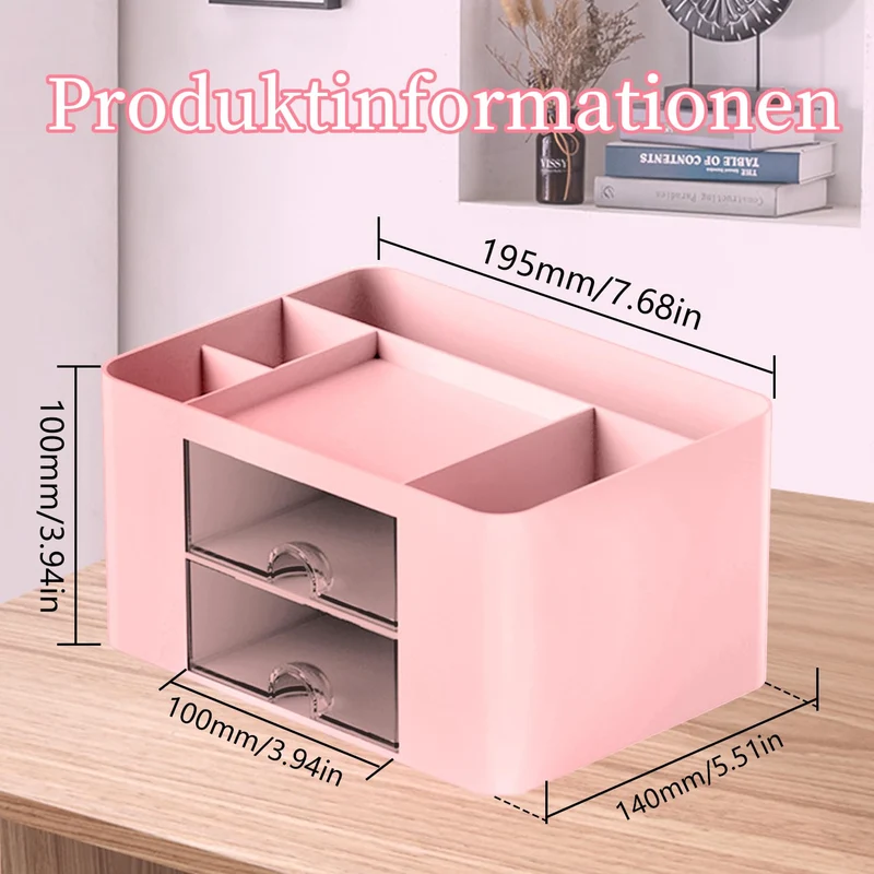 Schreibtisch Organizer 7 Fächer Stiftehalter Schreibtisch Tisch Büro Organizer mit Schublade Multifunktionaler Schreibtisch Organizer für Büro Zuhause Schule Platzsparendes Desk Organizer (Rosa)