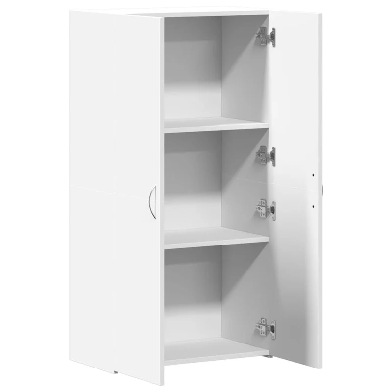 Aktenschrank Weiß Holzwerkstoff 60x32x115 cm mit Zwei Türen, Büroschrank für Archivierung und Ordnung, abschließbar, vielseitig für Büro, Arbeitszimmer und Homeoffice geeignet