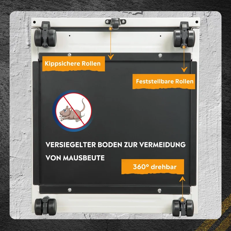 DEVAISE Rollcontainer mit 3 Schubladen, Metall, Mobil, Druckertisch, Weiß