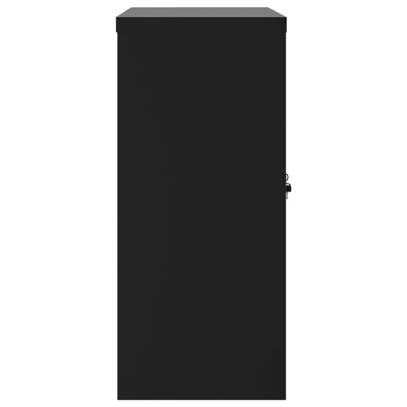 Aktenschrank Schwarz aus pulverbeschichtetem Stahl 90x40x90 cm mit 2 Einlegeböden abschließbar für Büro Arbeitszimmer Homeoffice zur sicheren Archivierung von Dokumenten und Ordnern