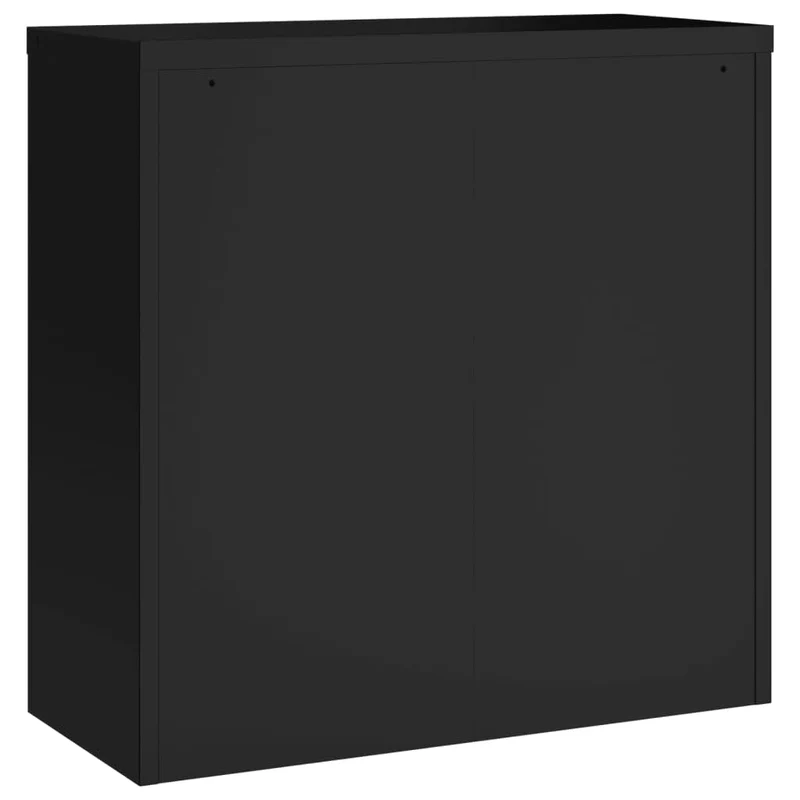 Aktenschrank Schwarz aus pulverbeschichtetem Stahl 90x40x90 cm mit 2 Einlegeböden abschließbar für Büro Arbeitszimmer Homeoffice zur sicheren Archivierung von Dokumenten und Ordnern