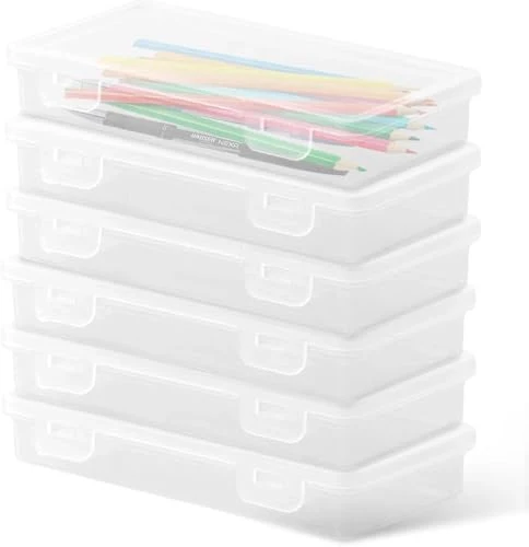 6 Pcs Stiftebox, Stapelbare Durchsichtige Stifte Box, 19x9.5x3cm