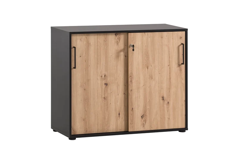 Schildmeyer Aktenschrank Aino 701867, Artisan Eiche Dekor/schwarz matt, 100 x 41 x 83,6 cm