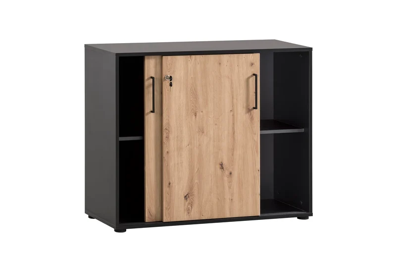 Schildmeyer Aktenschrank Aino 701867, Artisan Eiche Dekor/schwarz matt, 100 x 41 x 83,6 cm