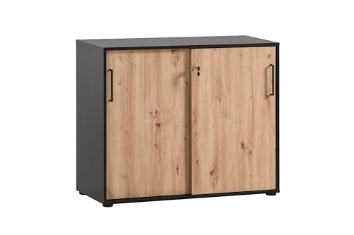 Schildmeyer Aktenschrank Aino 701867, Artisan Eiche Dekor/schwarz matt, 100 x 41 x 83,6 cm