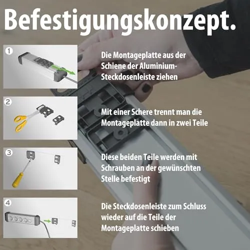 Brennenstuhl Premium-Alu-Line Steckdosenleiste 4-Fach, 1,8m