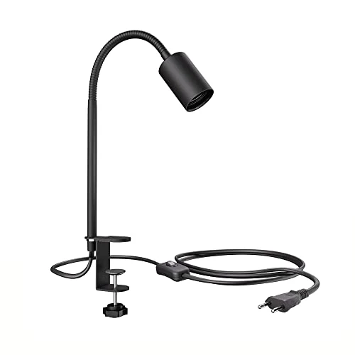 ledscom.de Klemmleuchte, Schwanenhals LELE, Schalter, schwarz matt, 1x E27 max. 60W