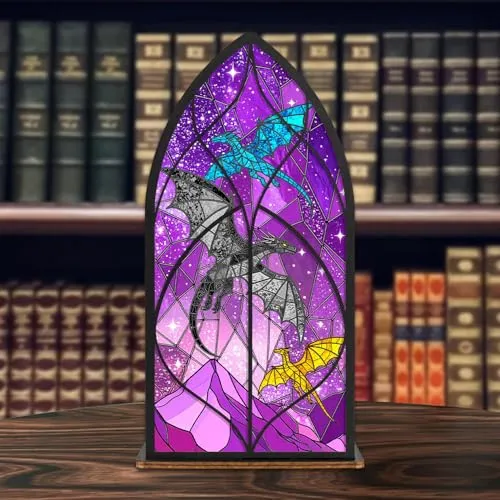 Buchstütze Drache, Fantasy Deko Bücherregal mit Acryl-Holz Design Buchstützen Buchenden für Buchliebhaber, Dekorative Robuste Buchstützen Bücherregalhalter für Zuhause, Schlafzimmer, Arbeitszimmer