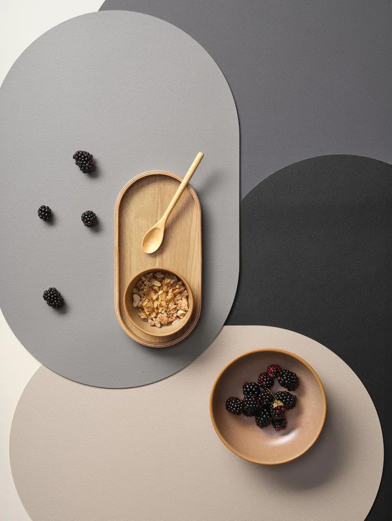 ASA, Tischset oval, cement, Lederoptik