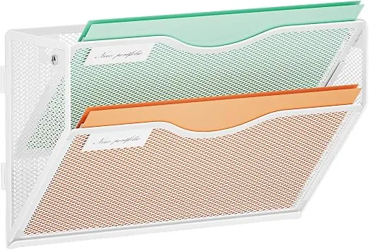 Marbrasse 2 Fächer Netz A4 Hängeregister Zeitschriftenhalter Wand (Weiß)