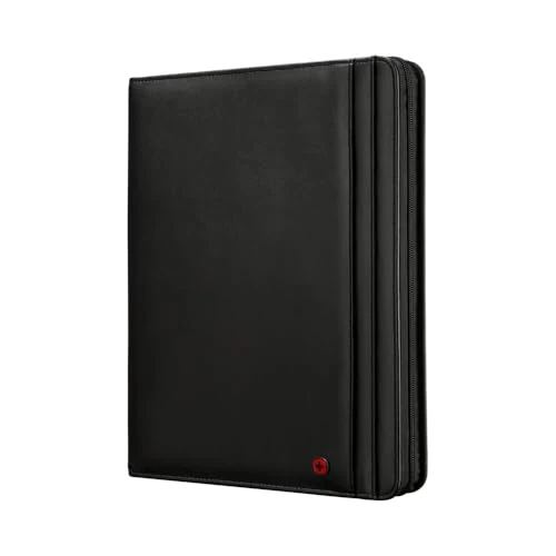 WENGER Venture Schreibmappe mit Tragegriff, Padfolio mit Business-Organizer, 10 Zoll Tabletfach, Polyester/Vinyl, A4-Notizbuch, Damen Herren, Schwarz, 611710