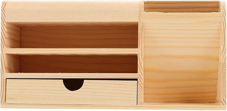 Veemoon Aufbewahrungsbox mit Mehreren Fächern für Büromaterial und Kleinigkeiten Aufbewahrungskoffer aus Langlebigem und Sicheren Material Beige Organizer für Schreibtischutensilien