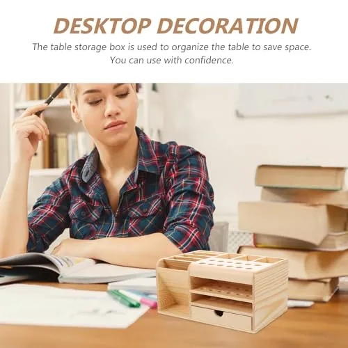 Veemoon Aufbewahrungsbox mit Mehreren Fächern für Büromaterial und Kleinigkeiten Aufbewahrungskoffer aus Langlebigem und Sicheren Material Beige Organizer für Schreibtischutensilien
