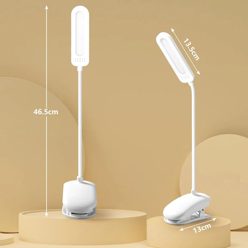 Diboniur Leselampe Bett, Klemmlampe Bett mit Touch Dimmbar, 3 Farben und dimmbar, 360° flexible Klemmleuchte für Studium und Arbeit, Clip-on, USB-Anschluss