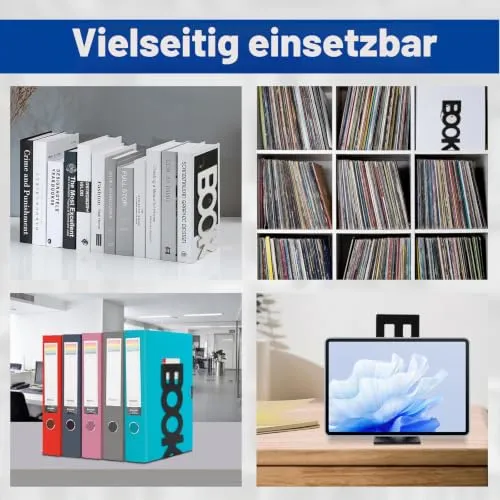 4 Stück Buchstützen Metall, Bücherhalter Bookends, Schwere Buchstütze