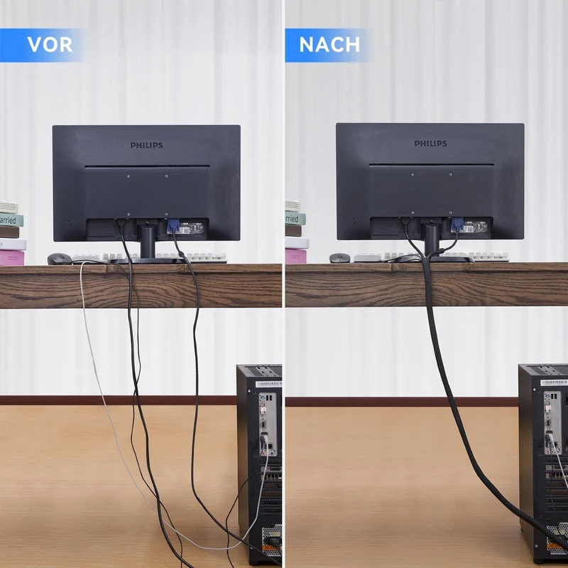 AGPTEK 2m Kabelschlauch, 25-39mm selbstschließend Kabelkanal, Flexibler gewebter Kabelmantel, Kabelmanagement für Schreibtisch, TV, Computer, PC, Kabelschutz für Hund, Katze, Schwarz