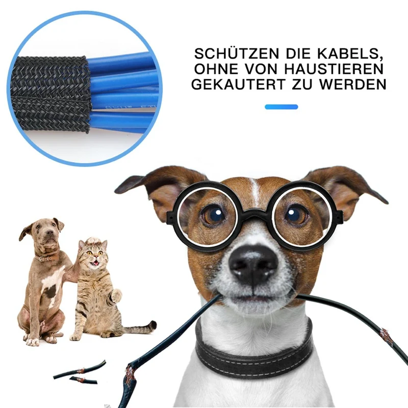 AGPTEK 2m Kabelschlauch, 25-39mm selbstschließend Kabelkanal, Flexibler gewebter Kabelmantel, Kabelmanagement für Schreibtisch, TV, Computer, PC, Kabelschutz für Hund, Katze, Schwarz