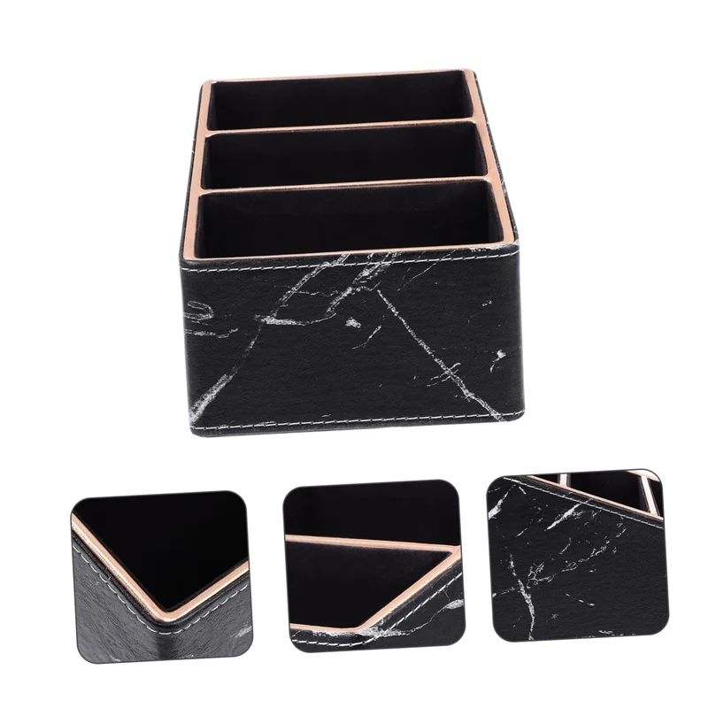 Aufbewahrungsbox Platzsparende Organisationsbox Schwarze aus Leder und Dichteplatte für Schlüssel und Mobiltelefone für Zuhause und Büro