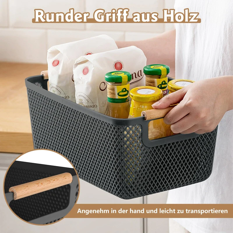 6 Stück Aufbewahrungsbox Schwarz, Aufbewahrungsboxen ohne Deckel