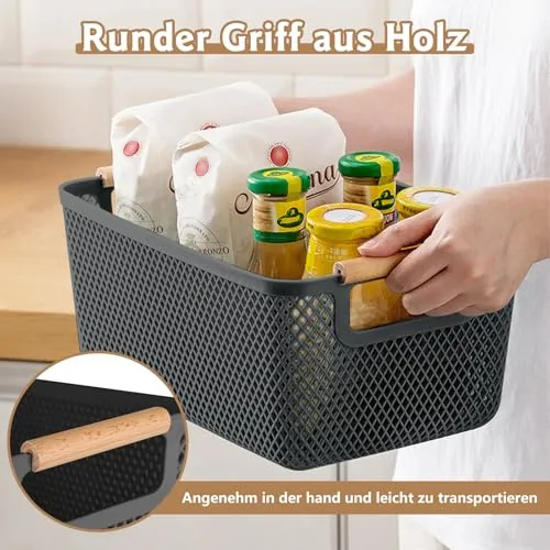6 Stück Aufbewahrungsbox Schwarz, Aufbewahrungsboxen ohne Deckel