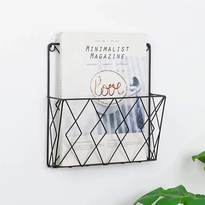 Wandregal Bücherregal Zeitschriftensammler Zeitschriftenhalter Wand für A4 Akten Post Metall Wandhalterung Zeitschriftenhalter, Zeitungshalter Wandkorb für Büro Wohnzimmer Zeitungsständer Schwarz