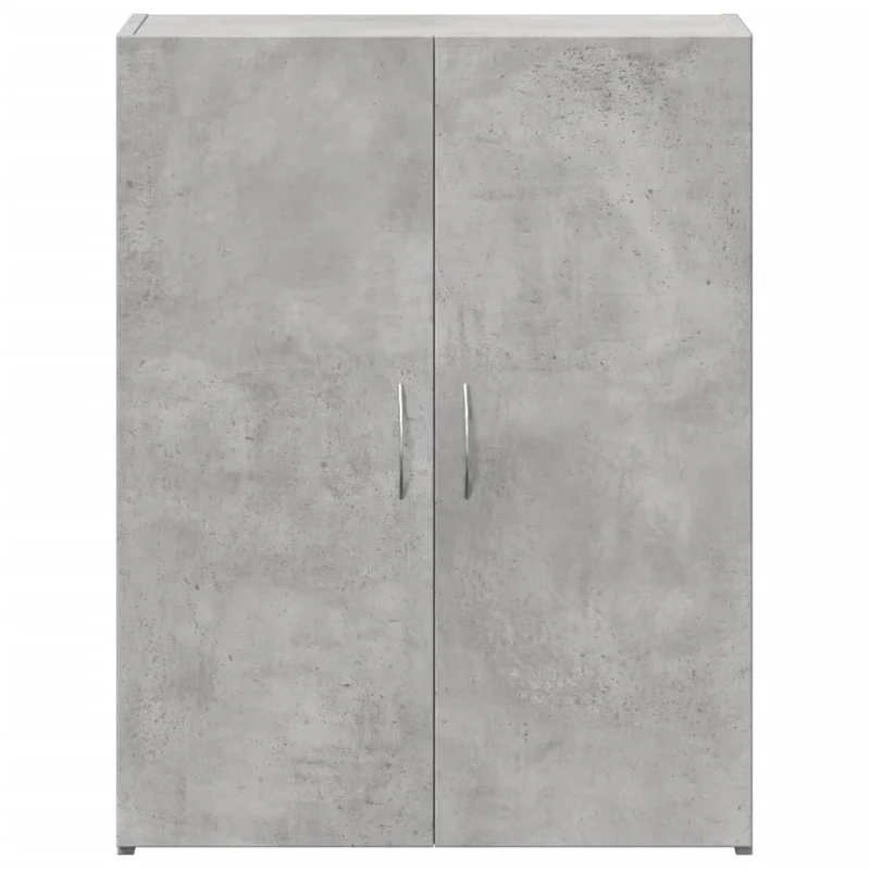 Aktenschrank Betongrau Holzwerkstoff 60x32x77,5 cm mit Zwei Türen für Büro und Homeoffice, Büroschrank mit viel Stauraum für Ordner, Dokumente und Aktenablage