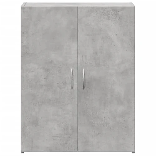 Aktenschrank Betongrau Holzwerkstoff 60x32x77,5 cm mit Zwei Türen für Büro und Homeoffice, Büroschrank mit viel Stauraum für Ordner, Dokumente und Aktenablage