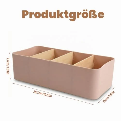 Schreibtisch Organizer, 4 Fächer Stiftehalter Bambus, Büro Organizer, Aufbewahrungsbox Desk Organizer für Stifte, Kosmetika (Weiß)