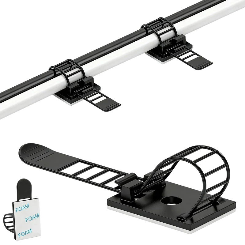 KLJ kabelhalter selbstklebend kabelmanagement 50 Pack Schwarz,Anpassbar und wiederverwendbar kabelclips selbstklebend,Gilt für Schreibtisch kabelmanagement Cable Management