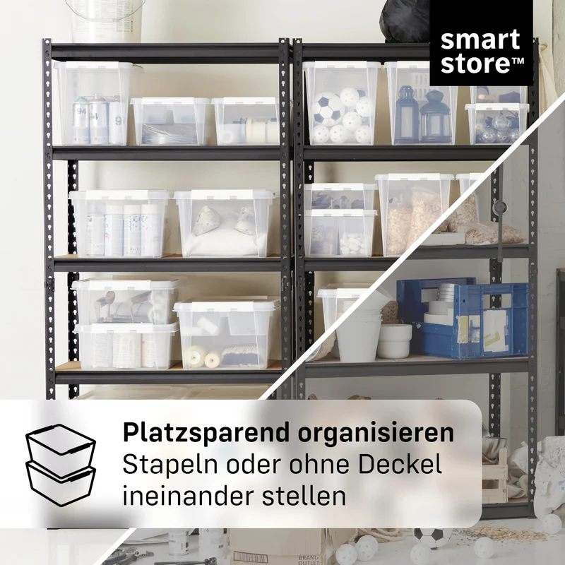 SmartStore Aufbewahrungsbox mit Deckel | 4x 8L Box | 34x25x16cm