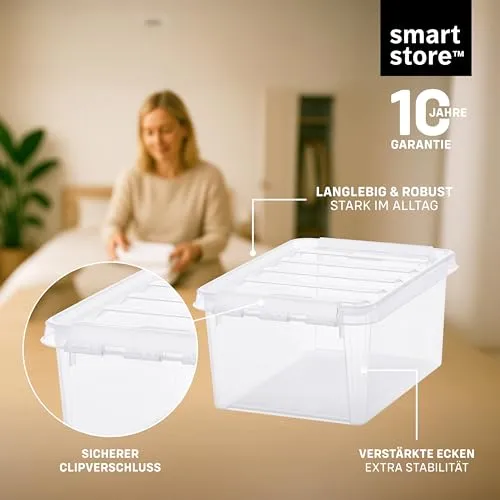 SmartStore Aufbewahrungsbox mit Deckel | 4x 8L Box | 34x25x16cm