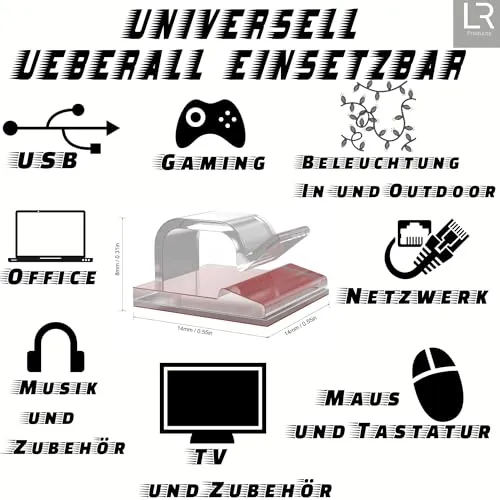 Kabelhalter selbstklebend, starker Kleber, 50 Stück, Indoor & Outdoor - Kabelclips für Kabelmanagement - Kabelklemmen & Kabelorganisator an allen Möbeln - Kabelbefestigung Lichterkette(transparent)