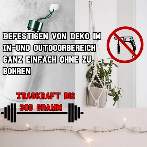 Kabelhalter selbstklebend, starker Kleber, 50 Stück, Indoor & Outdoor - Kabelclips für Kabelmanagement - Kabelklemmen & Kabelorganisator an allen Möbeln - Kabelbefestigung Lichterkette(transparent)