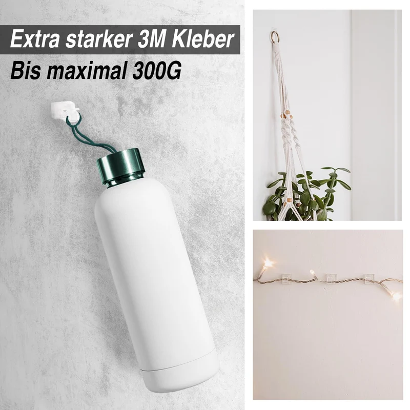 Kabelhalter selbstklebend, starker Kleber, 50 Stück, Indoor & Outdoor - Kabelclips für Kabelmanagement - Kabelklemmen & Kabelorganisator an allen Möbeln - Kabelbefestigung Lichterkette(transparent)