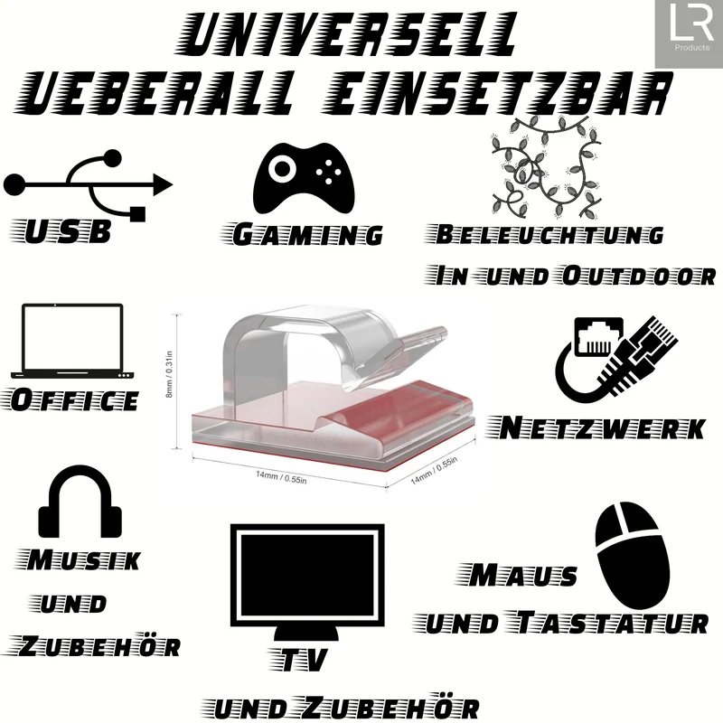Kabelhalter selbstklebend, starker Kleber, 50 Stück, Indoor & Outdoor - Kabelclips für Kabelmanagement - Kabelklemmen & Kabelorganisator an allen Möbeln - Kabelbefestigung Lichterkette(transparent)
