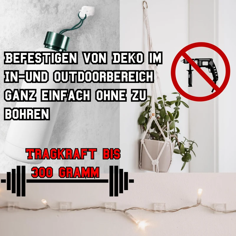 Kabelhalter selbstklebend, starker Kleber, 50 Stück, Indoor & Outdoor - Kabelclips für Kabelmanagement - Kabelklemmen & Kabelorganisator an allen Möbeln - Kabelbefestigung Lichterkette(transparent)