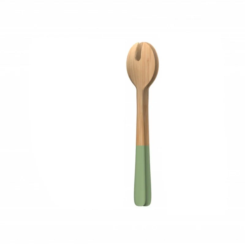 pebbly - farbiger Griff - Salatbesteck aus Bambus - 27cm lang