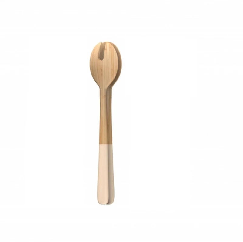 pebbly - farbiger Griff - Salatbesteck aus Bambus - 27cm lang
