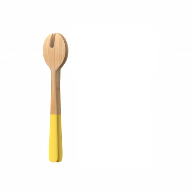 pebbly - farbiger Griff - Salatbesteck aus Bambus - 27cm lang