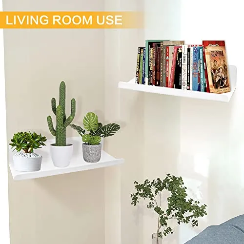 SHEPIN 3er Set Wandregal Ohne Bohren Weiß Schweberegal, 30cm Regal Ohne Bohren aus Acryl Badezimmer Regal Zum Kleben, Wall Shelf Bilderleiste Bücherregal Kleberegal Bad Selbstklebend