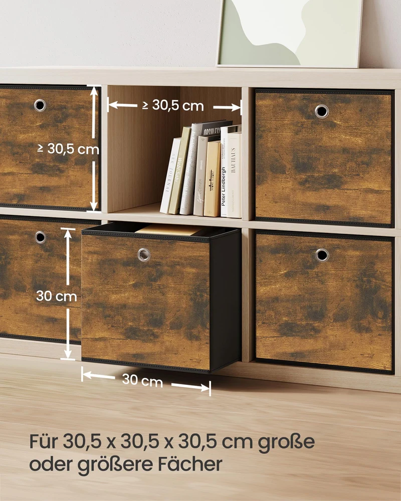SONGMICS Aufbewahrungsbox 6er Set, Faltbox, 30 x 30 x 30 cm