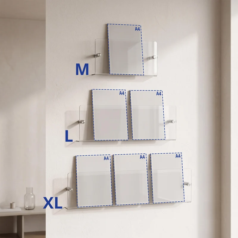 Relaxdays Zeitschriftenhalter Wand, 3er Set, Acryl, transparent
