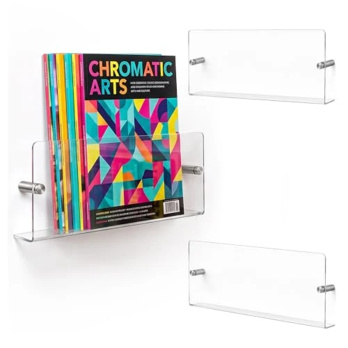 Relaxdays Zeitschriftenhalter Wand, 3er Set, Acryl, transparent