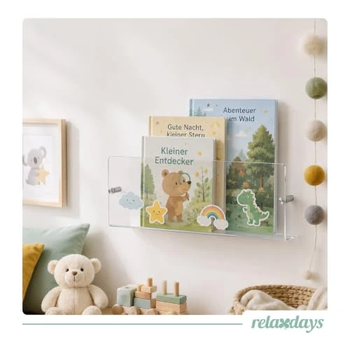 Relaxdays Zeitschriftenhalter Wand, 3er Set, Acryl, transparent