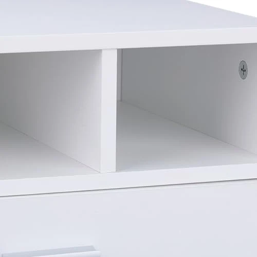 Relaxdays Druckerständer mit Schublade & 2 Fächern, Schreibtisch Regal für Drucker, Druckerhalter, HBT 22x40x30 cm, weiß