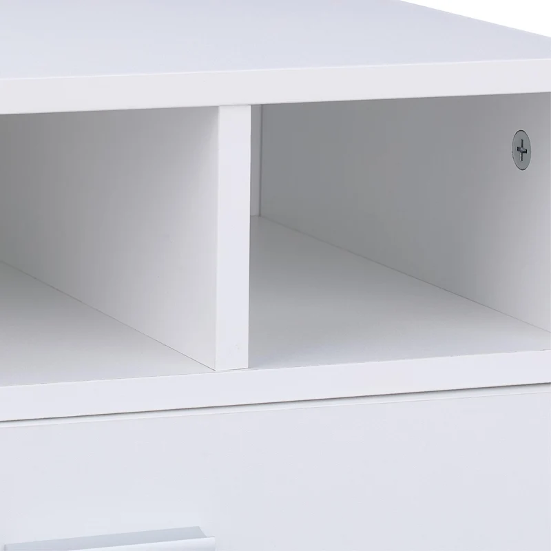 Relaxdays Druckerständer mit Schublade & 2 Fächern, Schreibtisch Regal für Drucker, Druckerhalter, HBT 22x40x30 cm, weiß