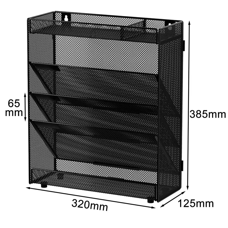 EasyPAG 5 Fächer Zusammensetzen Metall A4 Zeitschriftenhalter Wand Zeitschriften Wandhalter Aktenablage Dokumentenhalter Hängend Magazin Organizer Flyerständer Prospektspender,Schwarz