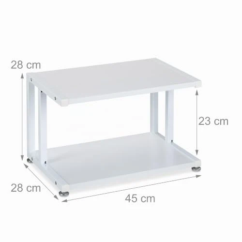 Relaxdays Druckerständer, 2 Ablagen, Schreibtischaufsatz für Drucker, HBT 28x45x28 cm, Druckertisch, Druckerhalter, weiß