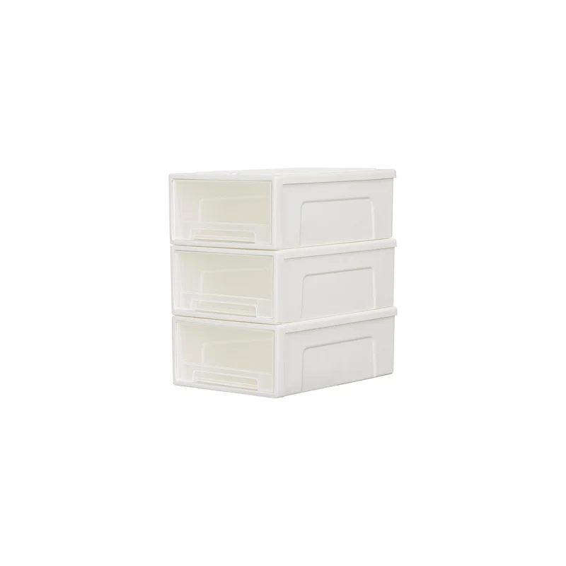 Cetomo 5L*3 Schubladenbox, Kunststoff Aufbewahrungsbox mit Schubladen, Stapelbar Schubladenschrank für Kleiderschrank, Schlafzimmer, Wohnheim, Büro, Leicht zu ziehen, Weiß & Transparent, 5L-3er Set